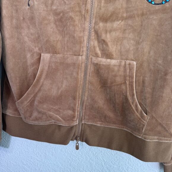 BCBGMaxazria Jacket Women Large Beaded Cross Velour Velvet Track Zip Up Y2K NEW - Picture 4 of 11